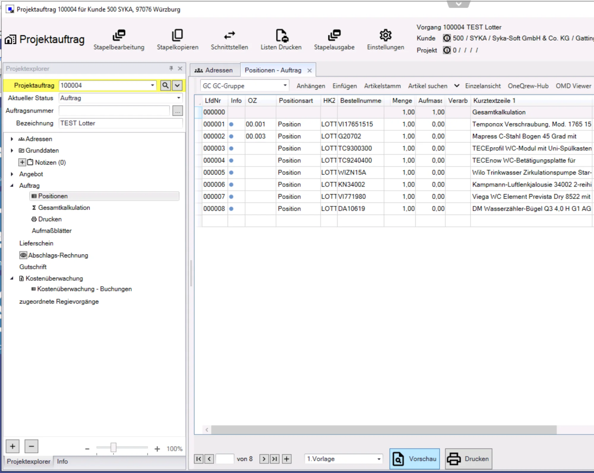Sykasoft Belegansicht